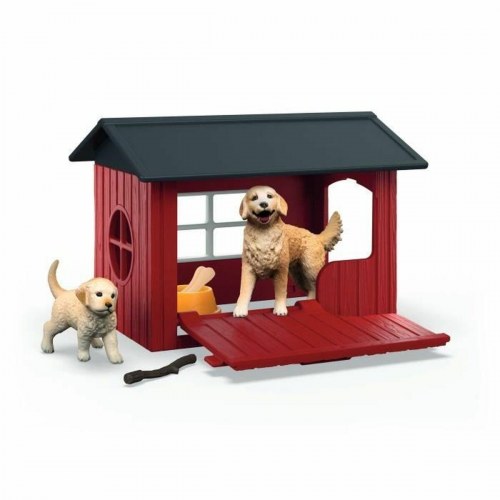 Schleich Farm World Playset 42722 - Hundehus med Golden Retriever (9 dele)