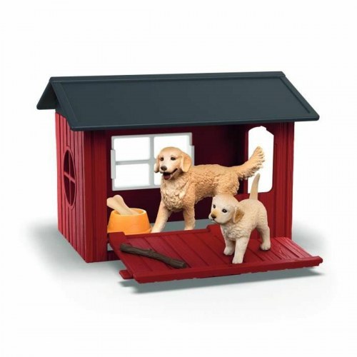 Schleich Farm World Playset 42722 - Hundehus med Golden Retriever (9 dele)