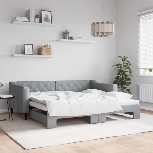 Daybed med udtræk 90x190 cm stof lysegrå