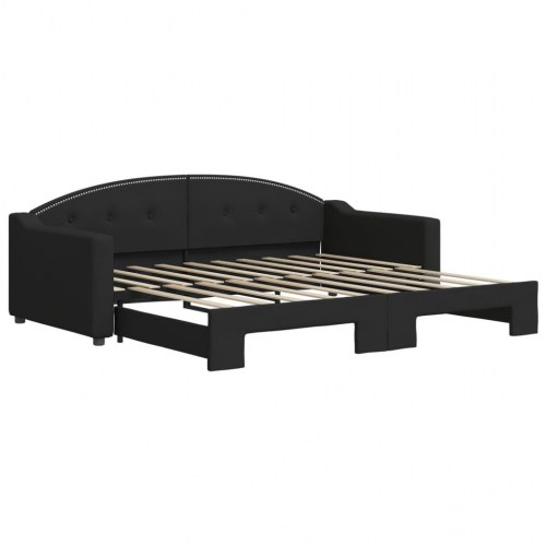 Daybed med udtræksseng 90 x 190 cm - sort