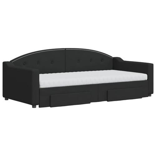 Daybed med udtræk og skuffer 90x190 cm stof sort