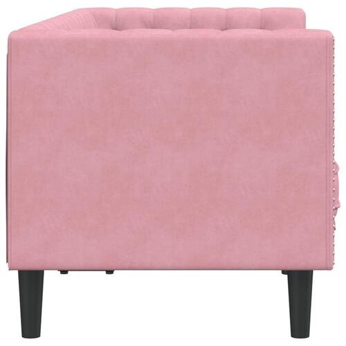 2-personers Chesterfield-sofa med bolsterpuder fløjl pink