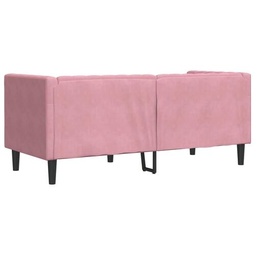 2-personers Chesterfield-sofa med bolsterpuder fløjl pink