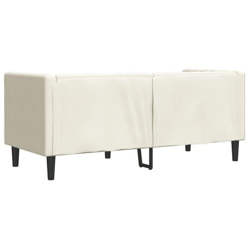 2-personers Chesterfield-sofa m. bolsterpuder fløjl cremefarvet