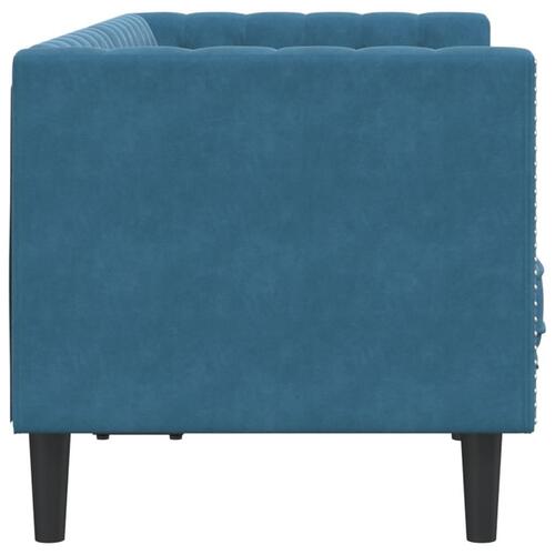 2-personers Chesterfield-sofa med bolsterpuder fløjl blå