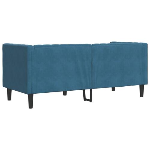 2-personers Chesterfield-sofa med bolsterpuder fløjl blå