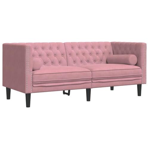 3-personers Chesterfield-sofasæt med puder fløjl pink