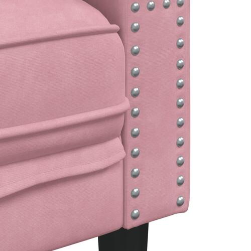 3-personers Chesterfield-sofasæt med puder fløjl pink