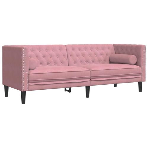 2-personers Chesterfield-sofasæt med puder fløjl pink