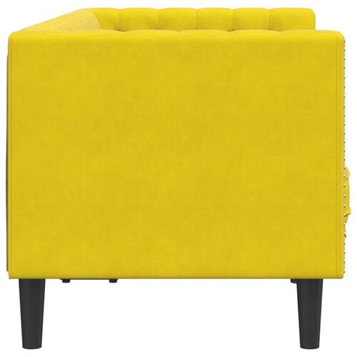 2-personers Chesterfield-sofa med bolsterpuder fløjl gul