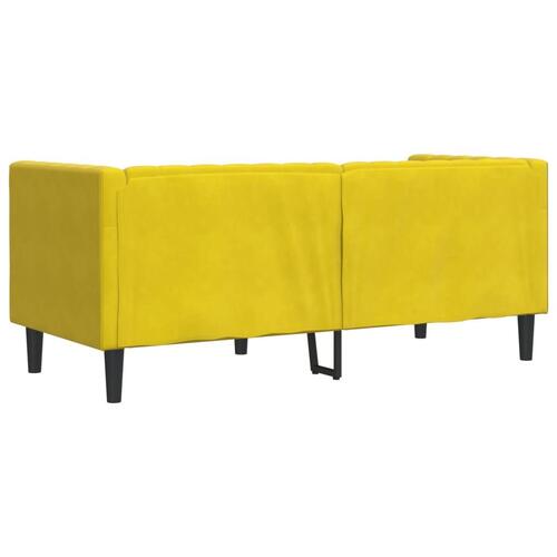 2-personers Chesterfield-sofa med bolsterpuder fløjl gul