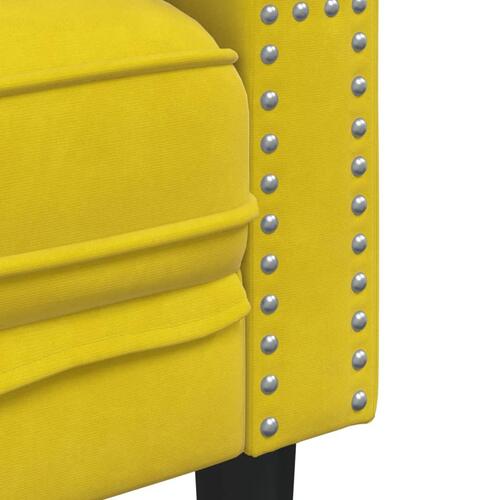 2-personers Chesterfield-sofa med bolsterpuder fløjl gul