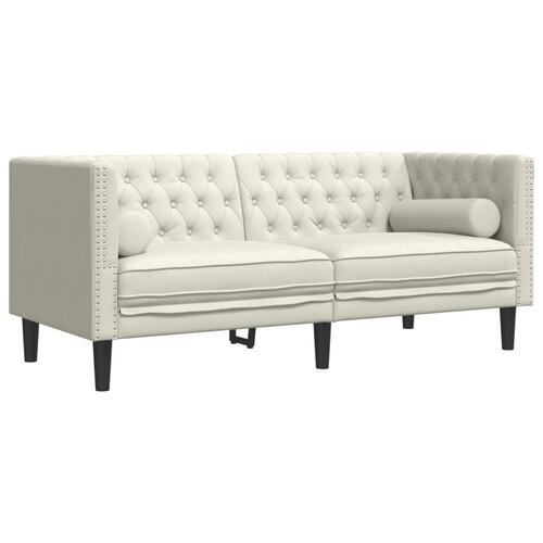 3-personers Chesterfield-sofasæt med puder fløjl cremefarvet