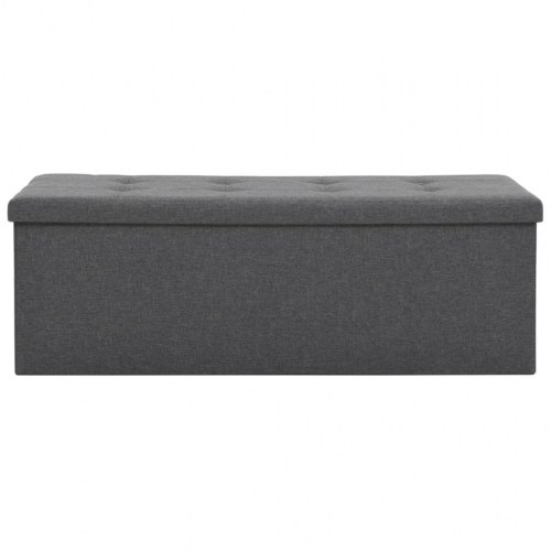 Foldbar opbevaringsbænk imiteret linned 110 x 38 x 38 cm mørkegrå