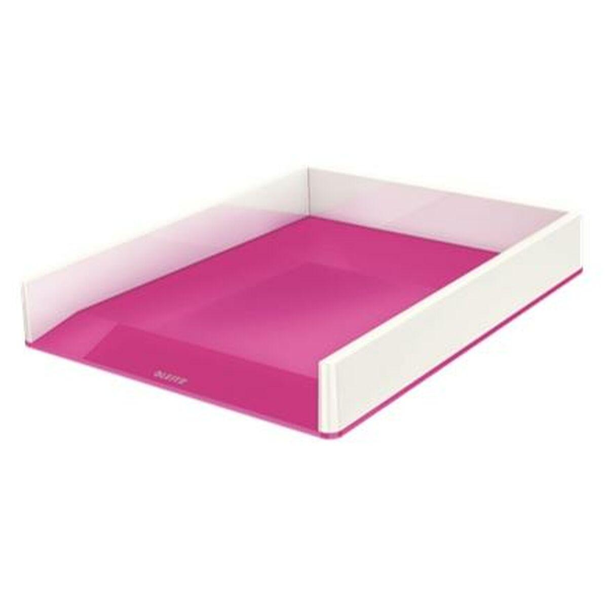 Leitz brevbakke A4 - pink plastik, stabelbar billede