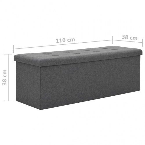 Foldbar opbevaringsbænk imiteret linned 110 x 38 x 38 cm mørkegrå