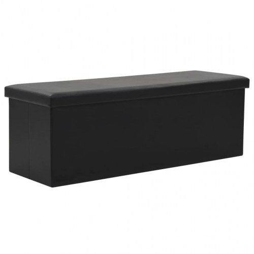 Foldbar opbevaringsbænk kunstlæder 110 x 38 x 38 cm sort