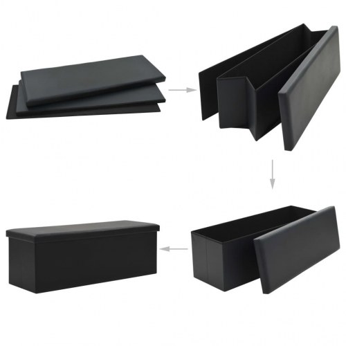 Foldbar opbevaringsbænk kunstlæder 110 x 38 x 38 cm sort