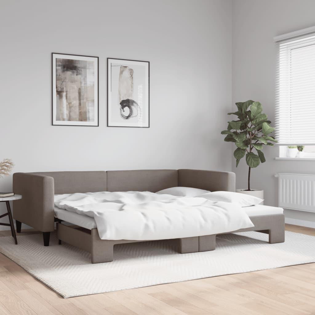 Daybed med udtræk 100x200 cm stof gråbrun billede