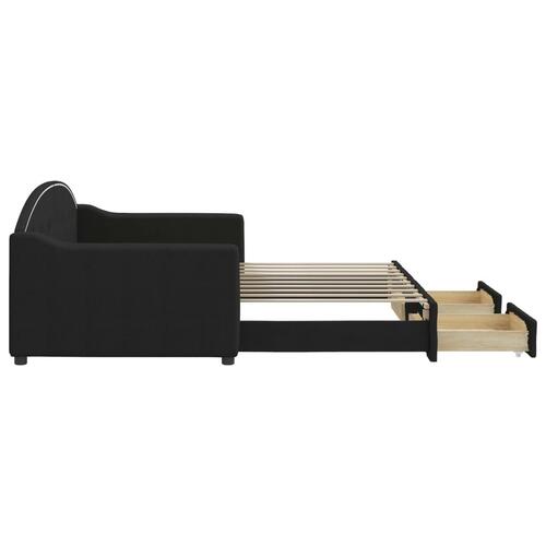 Daybed med udtræk og skuffer 90x190 cm stof sort