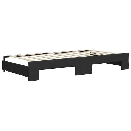 Daybed med udtræk og skuffer 90x190 cm stof sort