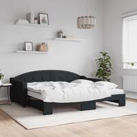 Daybed med udtræk og madras 90x190 cm stof sort