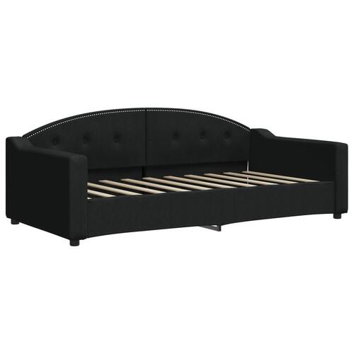 Daybed med udtræk og madras 90x190 cm stof sort