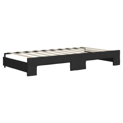 Daybed med udtræk og madras 90x190 cm stof sort
