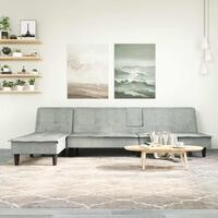 Sovesofa med chaiselong 255x140x70 cm velour lysegrå