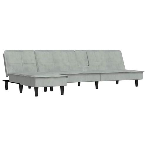 Sovesofa med chaiselong 255x140x70 cm velour lysegrå