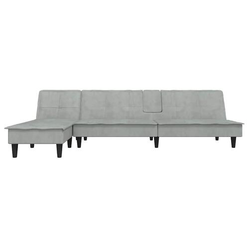 Sovesofa med chaiselong 255x140x70 cm velour lysegrå