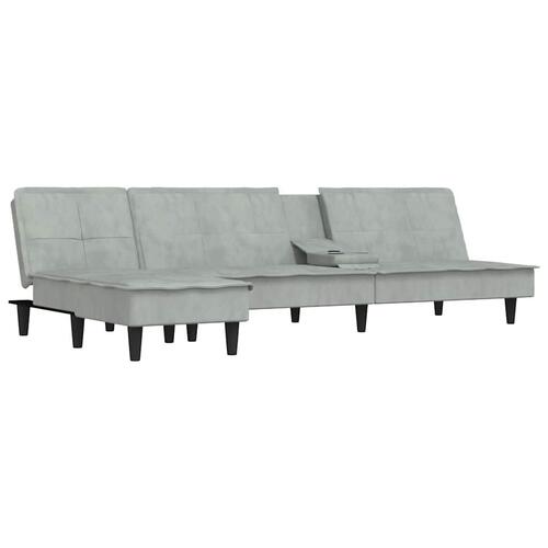 Sovesofa med chaiselong 255x140x70 cm velour lysegrå