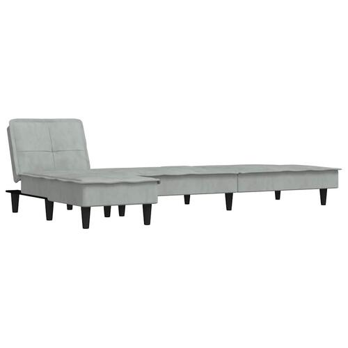 Sovesofa med chaiselong 255x140x70 cm velour lysegrå