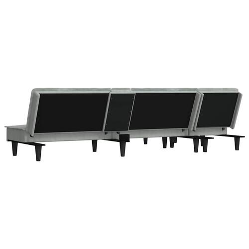 Sovesofa med chaiselong 255x140x70 cm velour lysegrå
