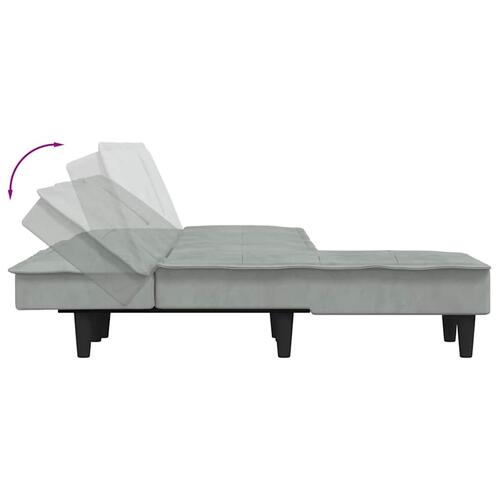 Sovesofa med chaiselong 255x140x70 cm velour lysegrå