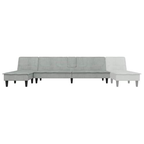 Sovesofa med chaiselong 255x140x70 cm velour lysegrå