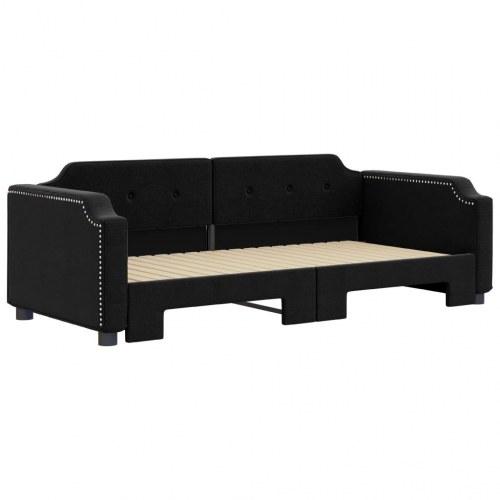 Daybed med udtræk 90×190 cm - stof, sort
