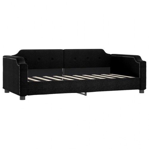 Daybed med udtræk 90×190 cm - stof, sort