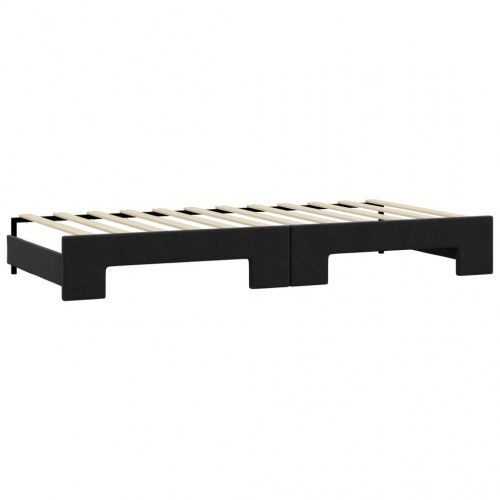 Daybed med udtræk 90×190 cm - stof, sort