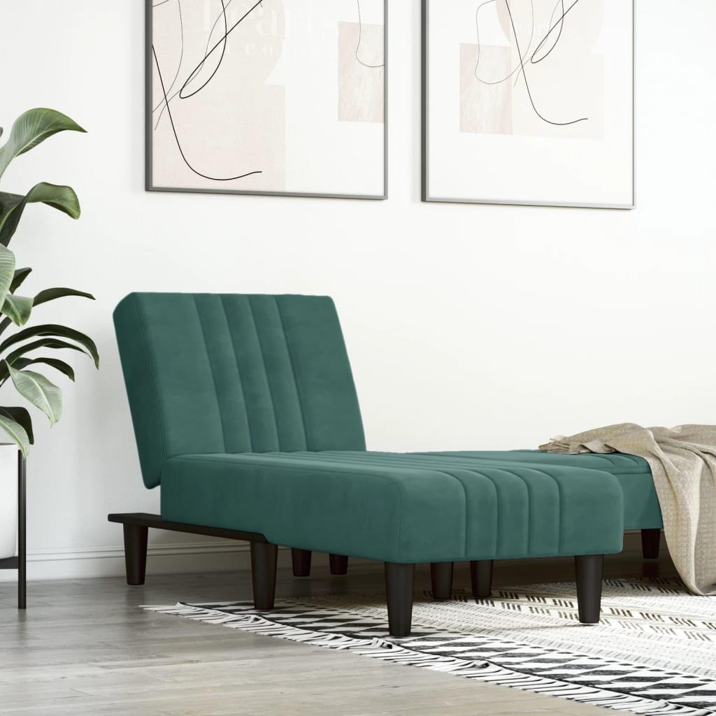 Chaiselong velour mørkegrøn