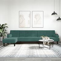 Sovesofa med chaiselong 260x140x70 cm velour mørkegrøn