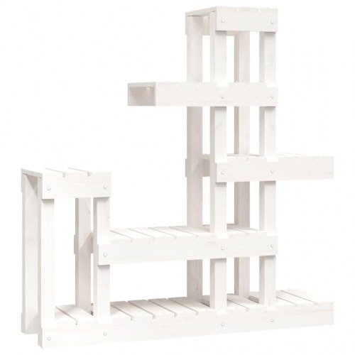 Plantestativ i massivt fyrretræ - hvid, 92 × 25 × 97 cm
