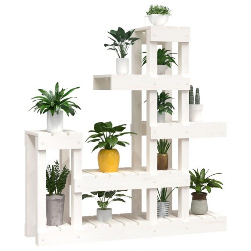 Plantestativ i massivt fyrretræ - hvid, 92 × 25 × 97 cm