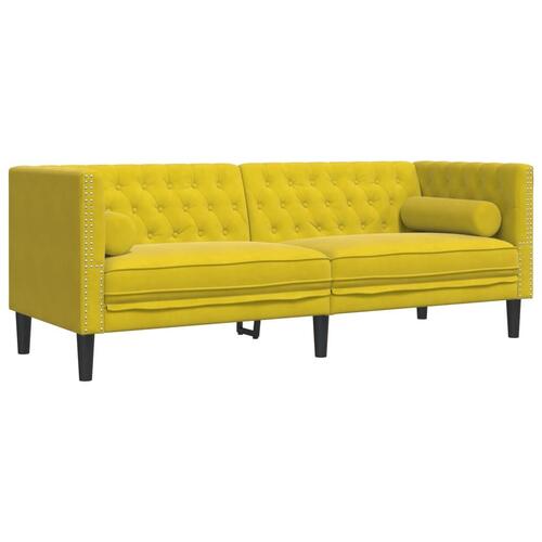 3-personers Chesterfield-sofasæt med puder fløjl gul
