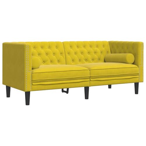 3-personers Chesterfield-sofasæt med puder fløjl gul