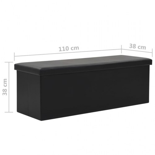 Foldbar opbevaringsbænk kunstlæder 110 x 38 x 38 cm sort