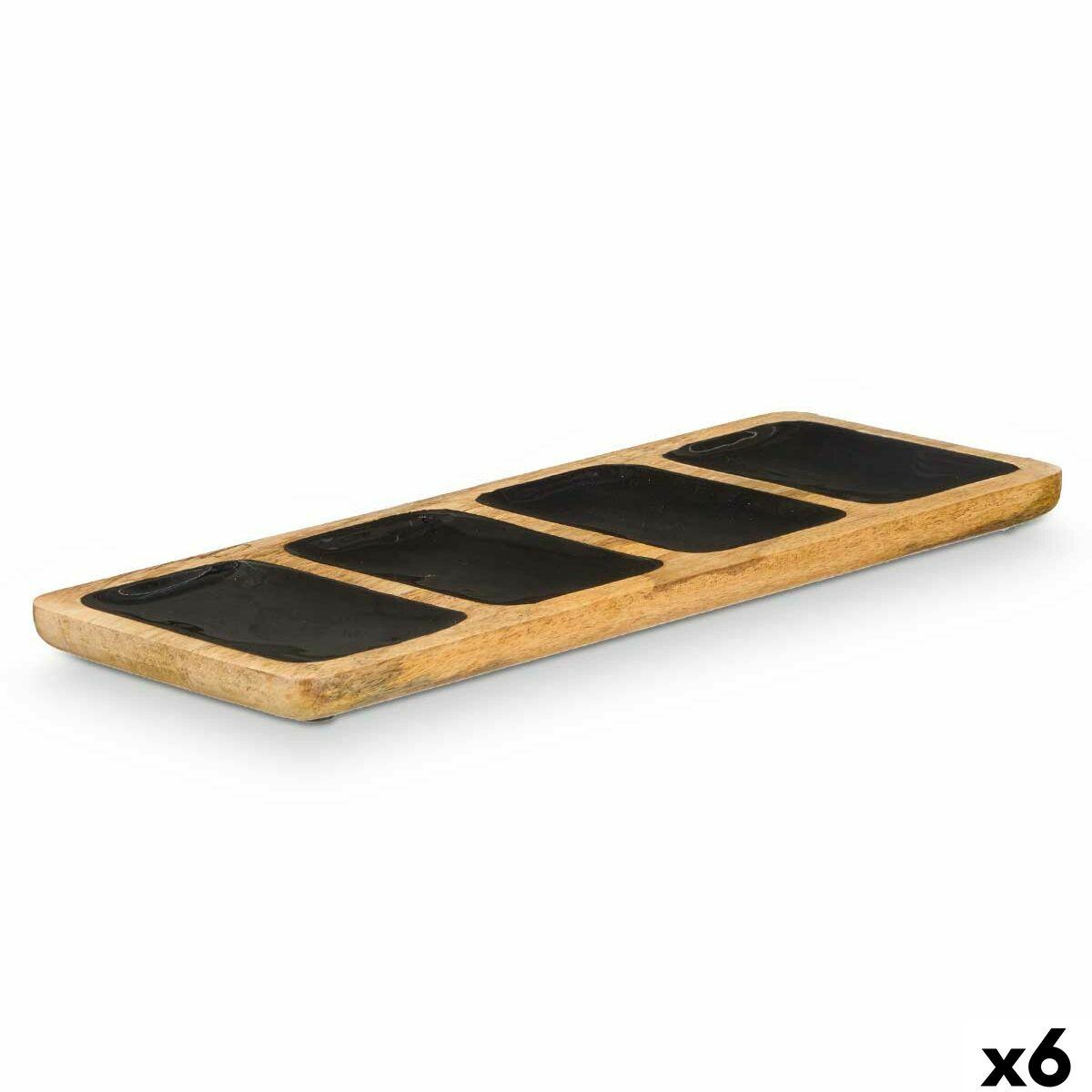 Serveringsfad med rum - sort, 46 × 17 cm (6 stk.)