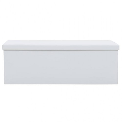 Foldbar opbevaringsbænk kunstlæder 110 x 38 x 38 cm hvid