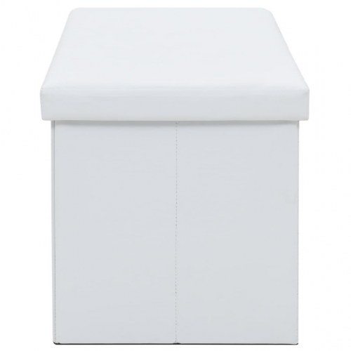 Foldbar opbevaringsbænk kunstlæder 110 x 38 x 38 cm hvid