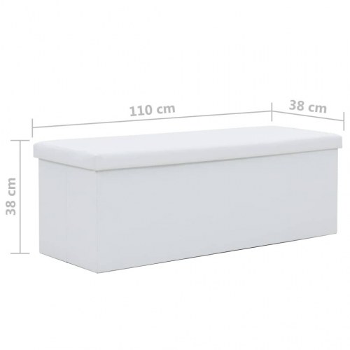 Foldbar opbevaringsbænk kunstlæder 110 x 38 x 38 cm hvid